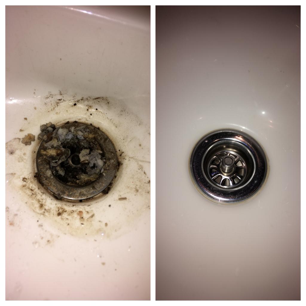 Before and after drain cleaning